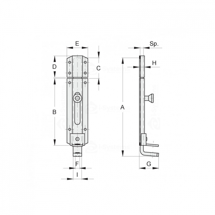 Zavor porti batante, inchizator orizontal, FAC Cod 284.180, D40x180mm, inchidere lacat [2]