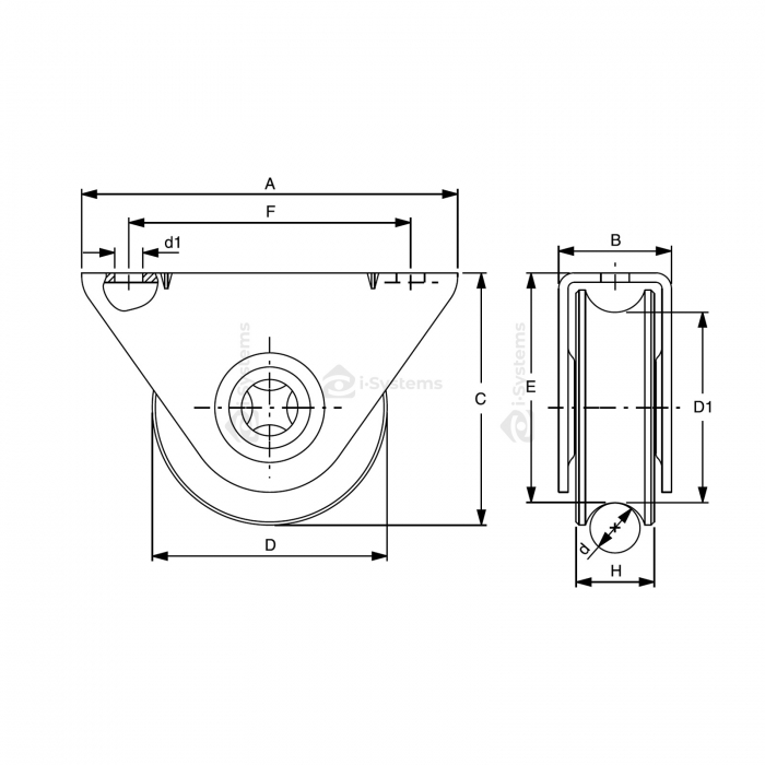 Rola zincata aplicata cu rulment FAC Cod 127/16 profil U, D100mm, pentru poarta culisanta [2]