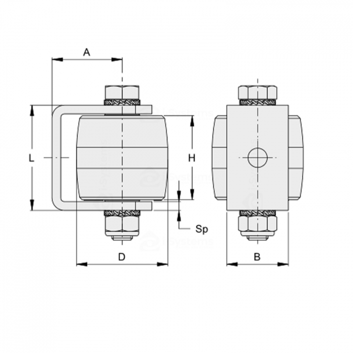 Rola de ghidaj din teflon cu placa de fixare FAC Cod 166.S, D52x48mm, poarta culisanta [2]