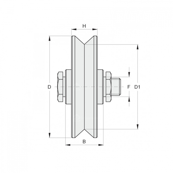 Rola zincata aplicata cu rulment FAC Cod 301 profil V, D60mm, pentru poarta culisanta [2]