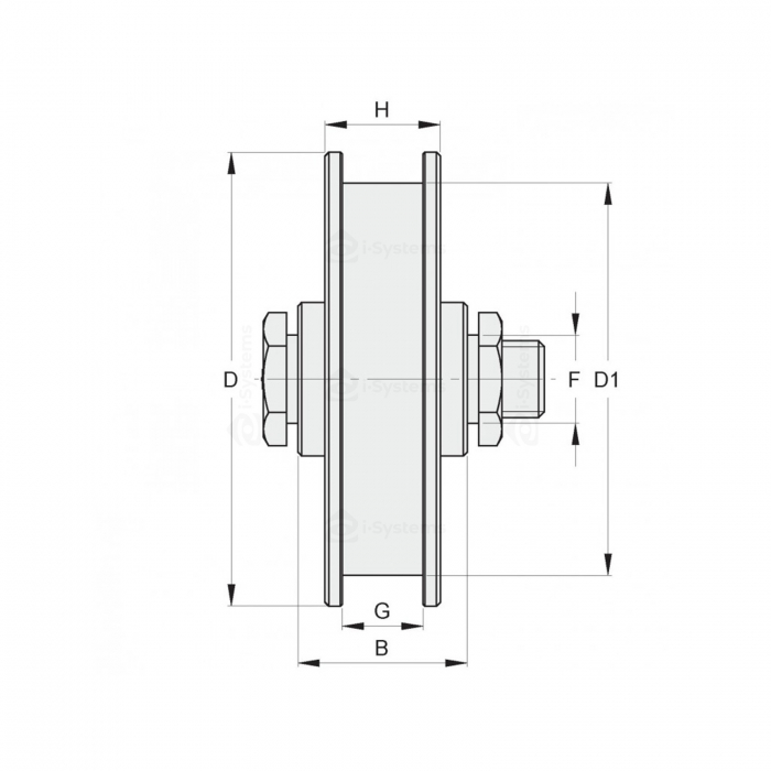 Rola zincata aplicata cu rulment FAC Cod 301/16 profil U, D60mm, pentru poarta culisanta [2]