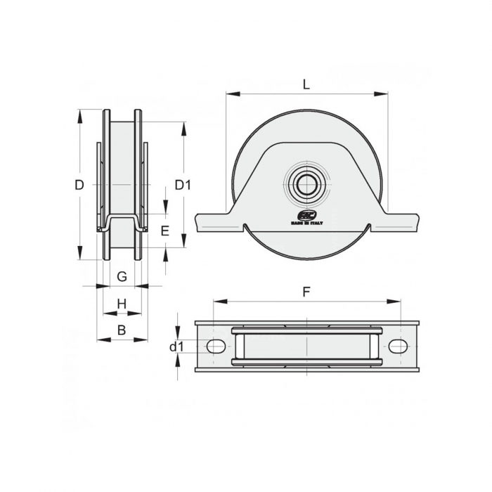 Rola zincata semi-ingropata cu rulment FAC Cod 728.75 profil U, D75mm, 180Kg/rola [2]
