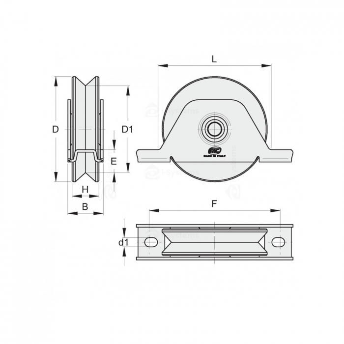 Rola zincata semi-ingropata cu rulment FAC Cod 731.120 profil V, D120mm, 400Kg/rola [2]