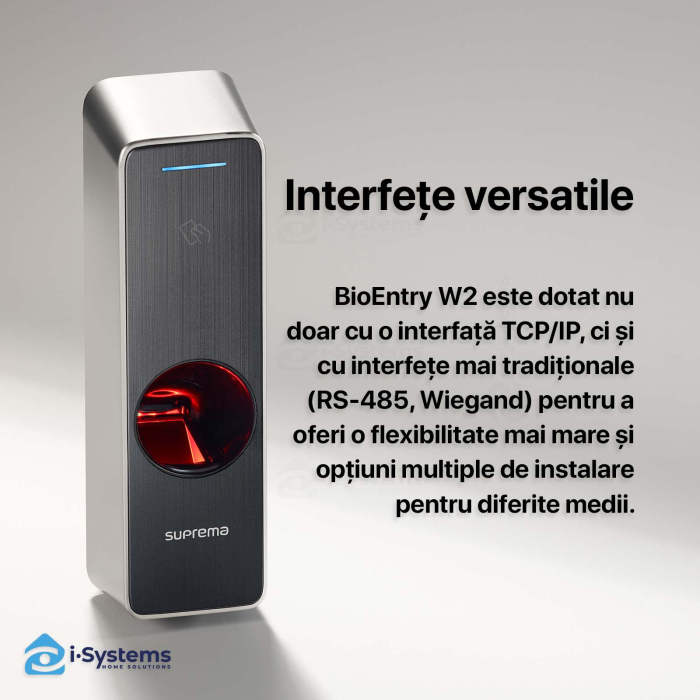 Terminal biometric Suprema BioEntry W2 BEW2-ODPB, cititor amprenta RFID EM, MIFARE, DESFire, FeliCa, NFC/BLE, Quad Core, IP67/IK09, 500.000 utilizatori [3]