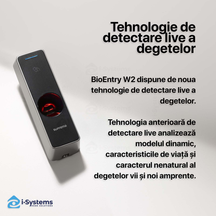 Terminal biometric Suprema BioEntry W2 BEW2-OHPB, cititor amprenta, RFID EM/HID Prox, MIFARE, DESFire, FeliCa, NFC/BLE, Quad Core, IP67/IK09, 500.000 utilizatori [4]