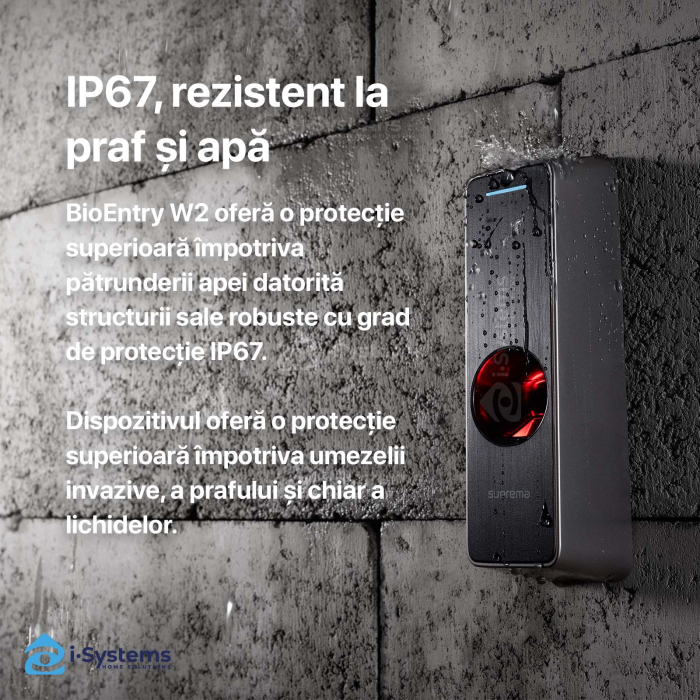 Terminal biometric Suprema BioEntry W2 BEW2-ODPB, cititor amprenta RFID EM, MIFARE, DESFire, FeliCa, NFC/BLE, Quad Core, IP67/IK09, 500.000 utilizatori [2]