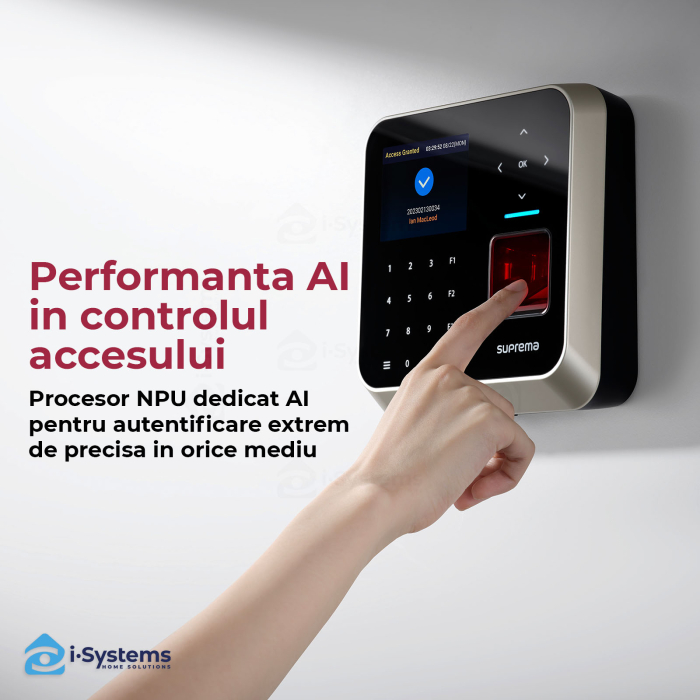 Terminal biometric AI Suprema BioStation 2a BS2A-ODPB, control acces & pontaj, amprenta, card RFID, AI procesare rapida, IP65, 100.000 utilizatori [2]
