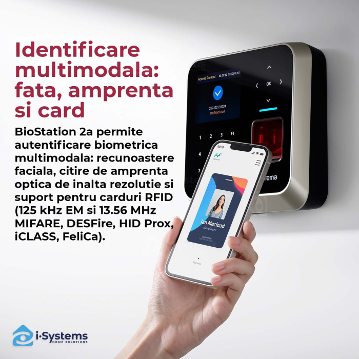 Terminal biometric AI Suprema BioStation 2a BS2A-ODPB, control acces & pontaj, amprenta, card RFID, AI procesare rapida, IP65, 100.000 utilizatori [3]