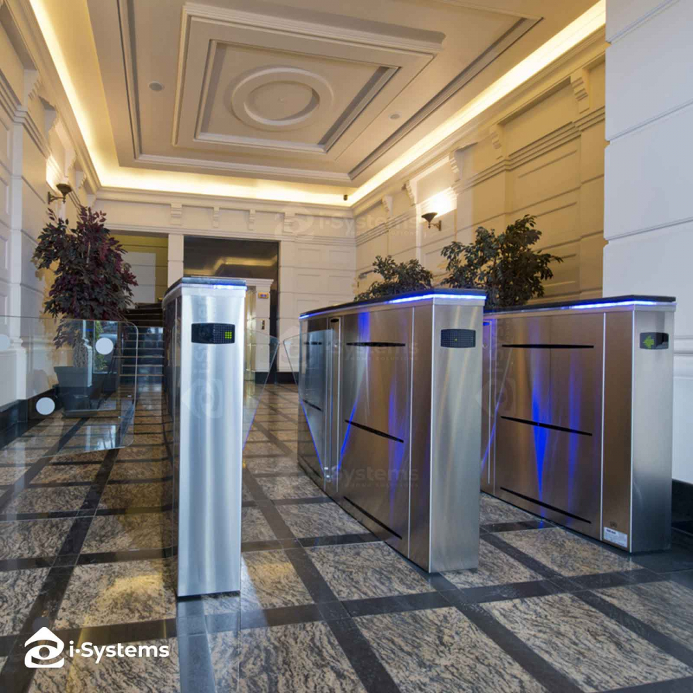 Turnichet poarta rapida speed-gate CAME Ozak HG 01, retractabila, bidirectionala, aripi din sticla securizata [4]