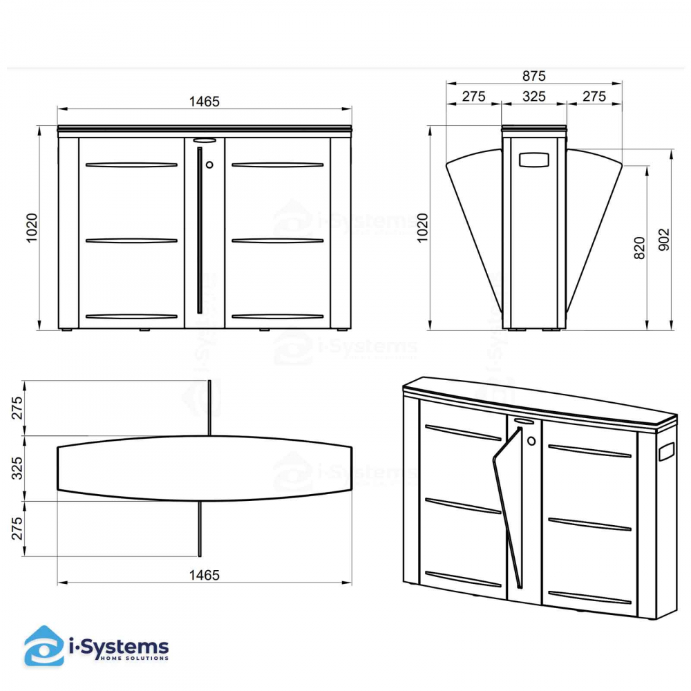 Turnichet poarta rapida speed-gate CAME Ozak HG 01, retractabila, bidirectionala, aripi din sticla securizata [5]