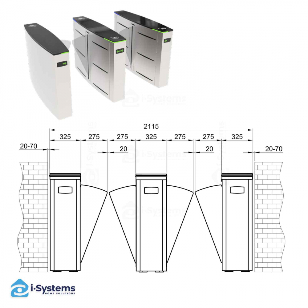 Turnichet poarta rapida speed-gate CAME Ozak HG 01, retractabila, bidirectionala, aripi din sticla securizata [6]