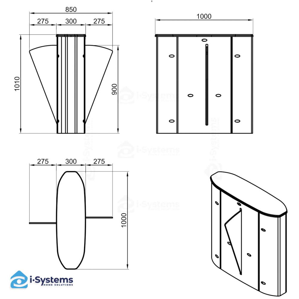 Turnichet poarta rapida speed-gate CAME Ozak HG 02 GL, retractabila, bidirectionala, aripi din sticla securizata [4]