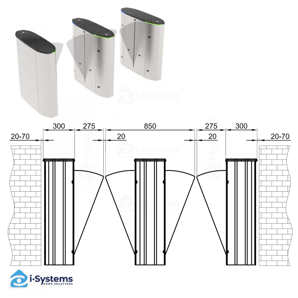Turnichet poarta rapida speed-gate CAME Ozak HG 02 GL, retractabila, bidirectionala, aripi din sticla securizata [5]