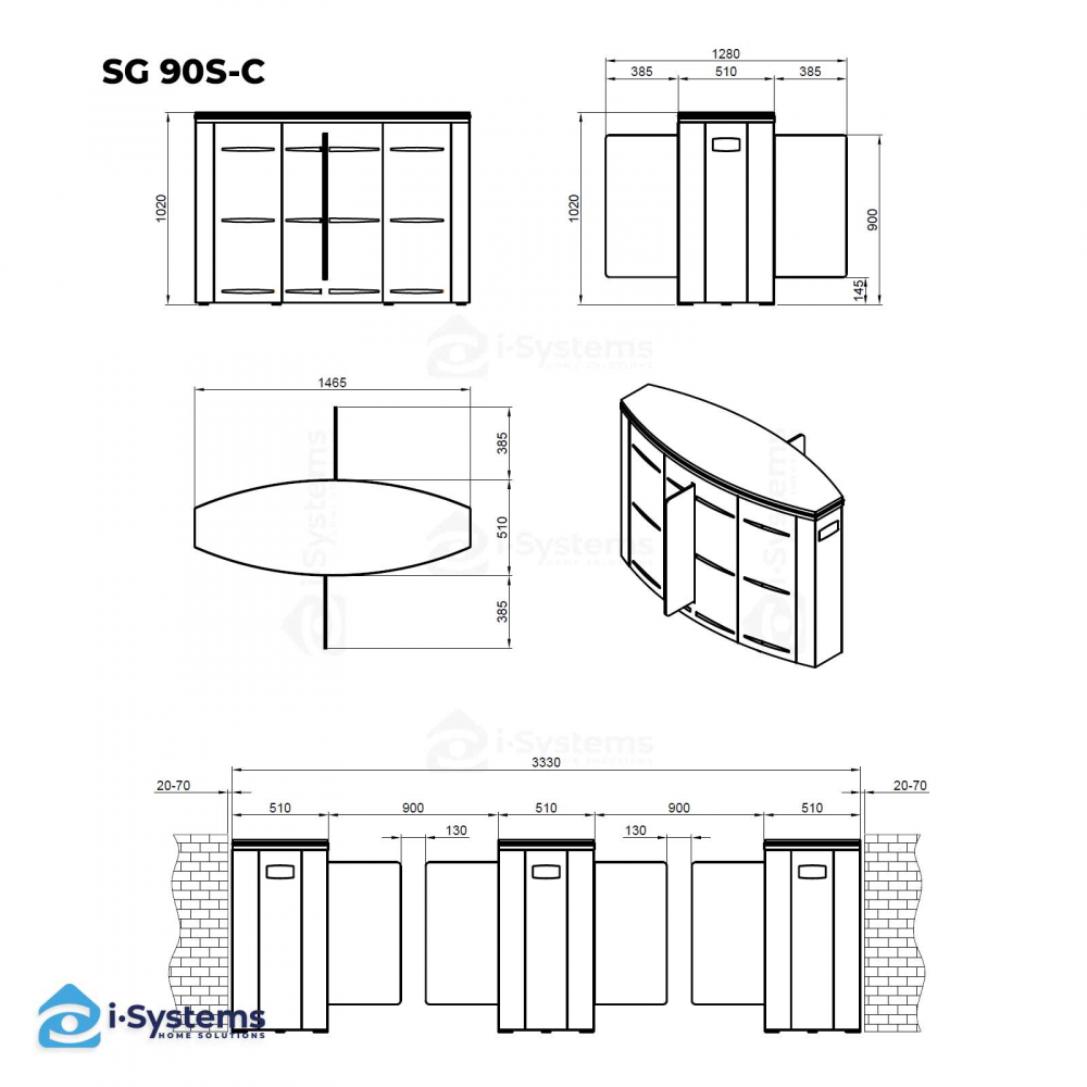 Turnichet poarta rapida glisanta speed-gate CAME Ozak SG 90, retractabila, aripi din sticla securizata, pasaj trecere de la 90cm [9]