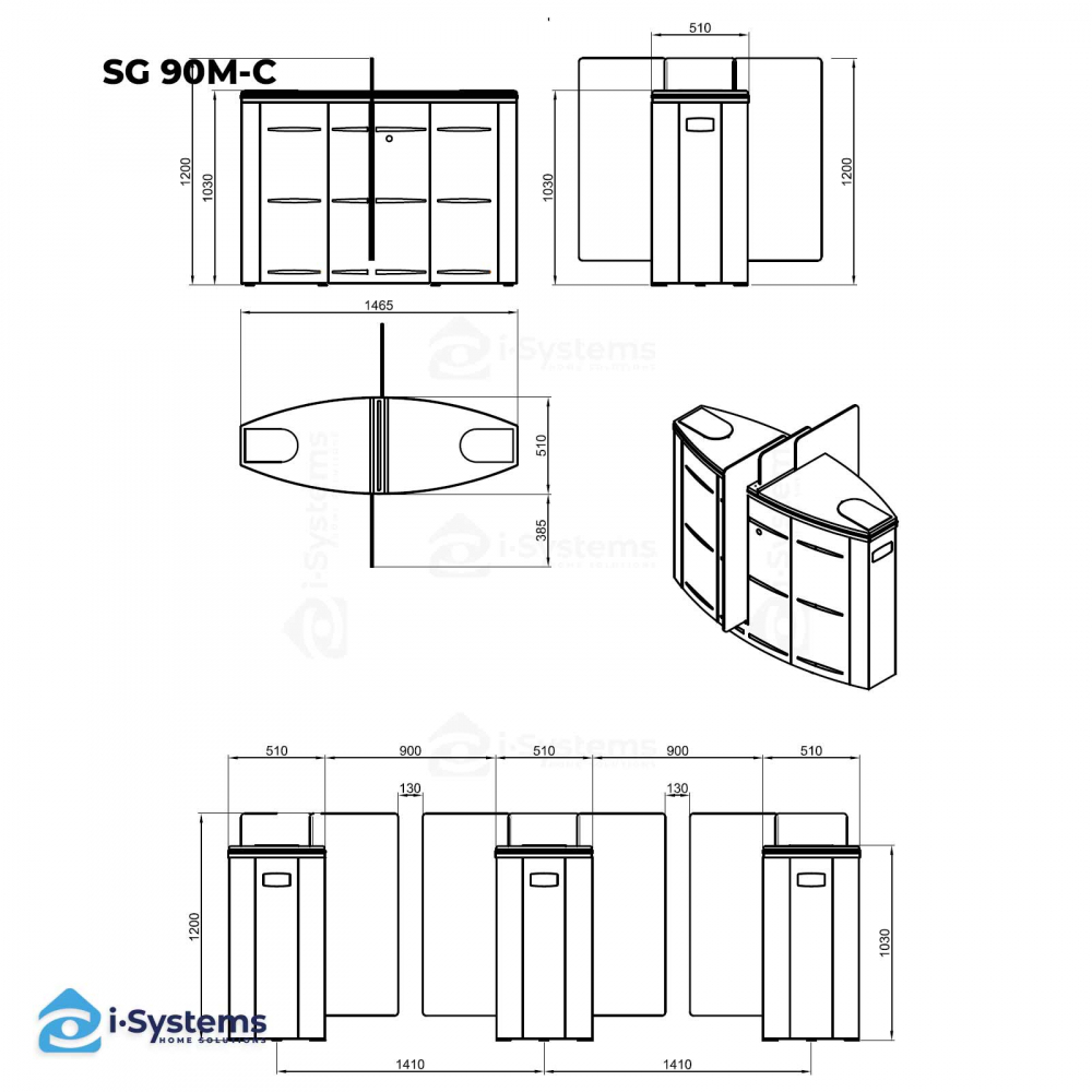 Turnichet poarta rapida glisanta speed-gate CAME Ozak SG 90, retractabila, aripi din sticla securizata, pasaj trecere de la 90cm [7]