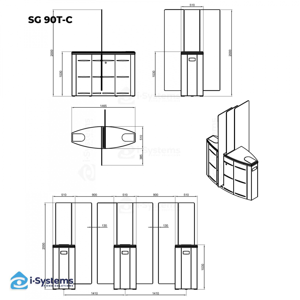 Turnichet poarta rapida glisanta speed-gate CAME Ozak SG 90, retractabila, aripi din sticla securizata, pasaj trecere de la 90cm [8]
