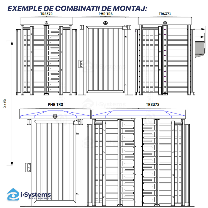 Turnichet vertical full-height TRS PMR Automatic Systems, poarta batanta bidirectionala pentru persoane cu mobilitate redusa, pasaj 1047 mm, MCBF 1.000.000 cicluri, IP43 [4]