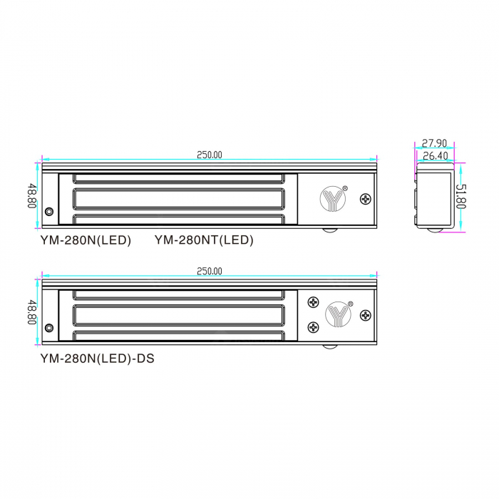 Electromagnet Yli YM-280N(LED), 280 kgf, 12/24Vcc, montaj aparent [5]
