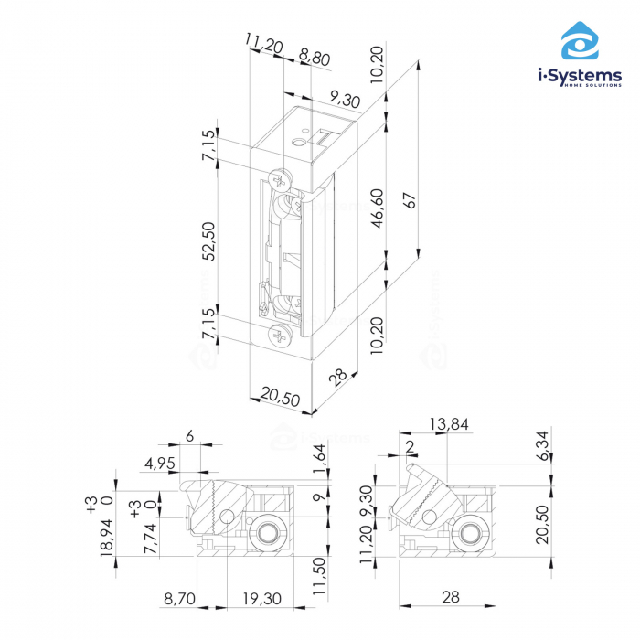 Yala electromagnetica incastrabila DORCAS-54NDF 330Kgf, 700mA/12V ingropata, fail secure reversibila [2]