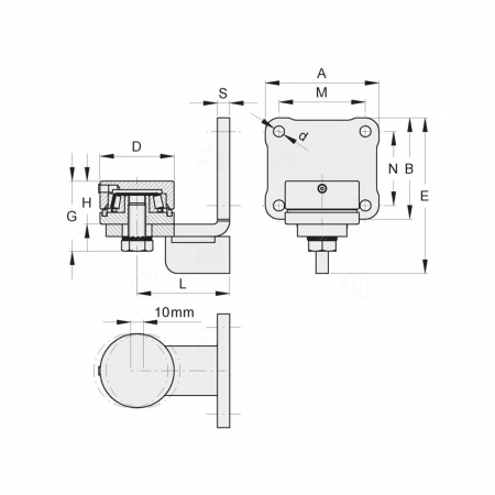 Balama inferioara reglabil pe rulment FAC Cod 267.60, D60, cu placa de fixare, poarta batanta [1]
