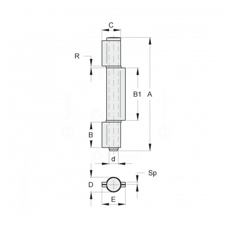 Balama sudabila cu bolt pe 2 rulment cu 3 aripi FAC Cod 160.180, D28xL180mm, pentru poarta batanta [1]
