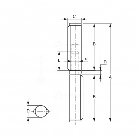 Balama sudabila pe bucsa FAC Cod 255.140, D16xL140mm, pentru poarta batanta [1]