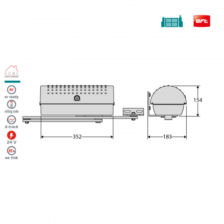 Kit automatizare porti batante, BFT IGEA BT, 2.5m/canat, 250Kg/poarta, 24V DC, brate articulate [2]