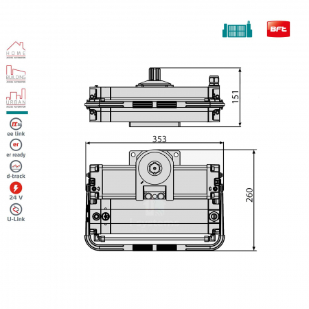 Motor hidraulic automatizare porti batante, Bft SUB BT, 800Kg/canat, 24V [1]