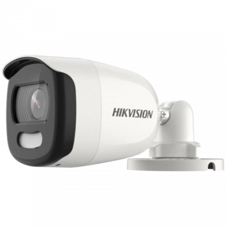 Camere Supraveghere Exterior - Camera supraveghere AnalogHD ColorVU Hikvision DS-2CE10HFT-F28 5MP, lentila 2.8mm, lumina alba 20 m