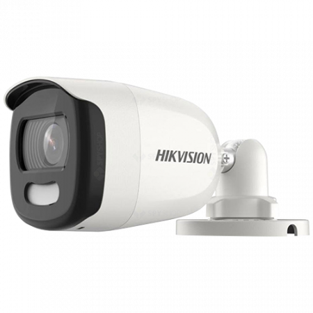 Camere Supraveghere Exterior - Camera supraveghere AnalogHD Hikvision DS-2CE10HFT-E-2.8mm, 5MP, lentila 2.8mm, Smart light 20 m, ColorVu, PoC