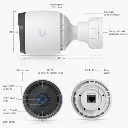 Camera supraveghere IP UniFi G6 Bullet UVC-G6-Bullet-W 4K 8MP, IR 30m, lentila fixa, PoE, AI avansat, IP66 [3]