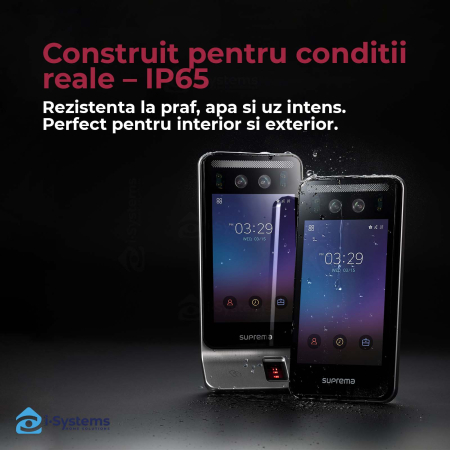 Terminal biometric multimodal Suprema FaceStation F2 FSF2-AB, recunoastere faciala AI <0.5 s, RFID/HID/iCLASS/Seos, NFC/BLE, 100.000 utilizatori, IP65 [2]
