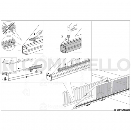 Cremaliera insertie metalica, Comunello AC-261, 6 distantiere, automatizari porti culisante pinion M4, 1m [3]