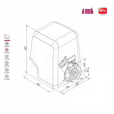 Kit automatizare porti culisante BFT ICARO SMART AC A2000, 2000Kg/poarta, 4m cremaliera, 230V [8]