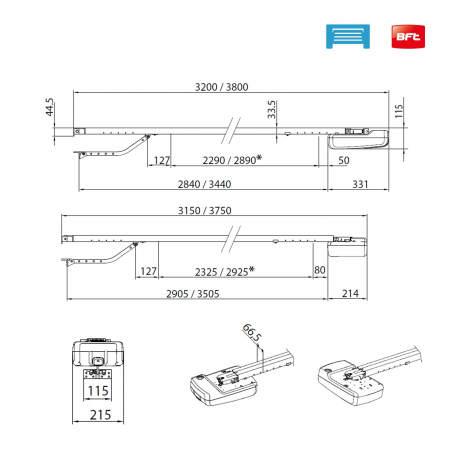 Kit automatizare usa garaj BFT BOTTICELLI SMART BT A650, usi sectionale 10mp, sina cu lant 3.5m, 24V [7]