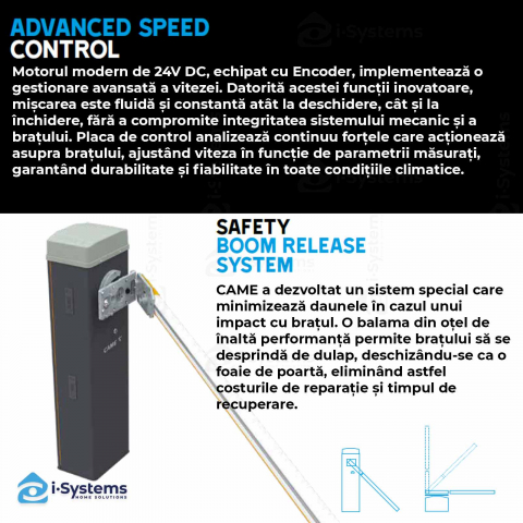 Kit bariera acces auto Came Gard LS4, brat 3.8m, utilizare intensiva, 1.5 mil. cicluri, 300 cicluri/h, 24Vdc [5]