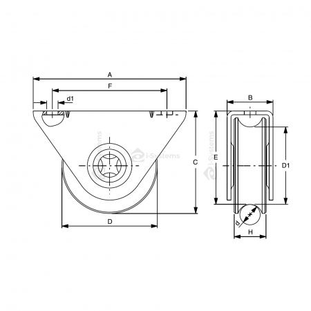 Rola zincata aplicata cu rulment FAC Cod 101/16 profil U, D75mm, pentru poarta culisanta [1]