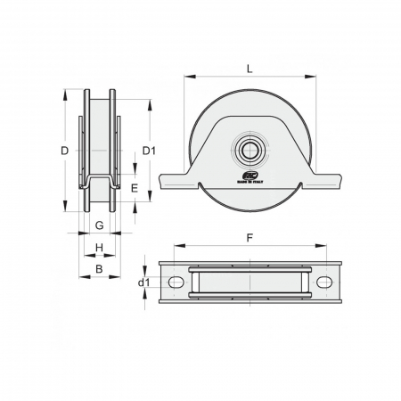 Rola zincata semi-ingropata cu rulment FAC Cod 733.90/16 profil U, D90mm, 200Kg/rola [1]