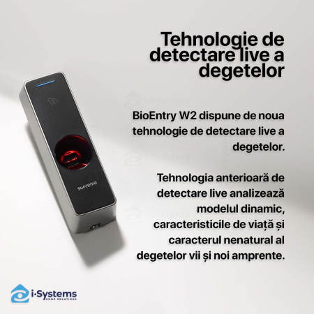 Terminal biometric Suprema BioEntry W2 BEW2-ODPB, cititor amprenta RFID EM, MIFARE, DESFire, FeliCa, NFC/BLE, Quad Core, IP67/IK09, 500.000 utilizatori [3]