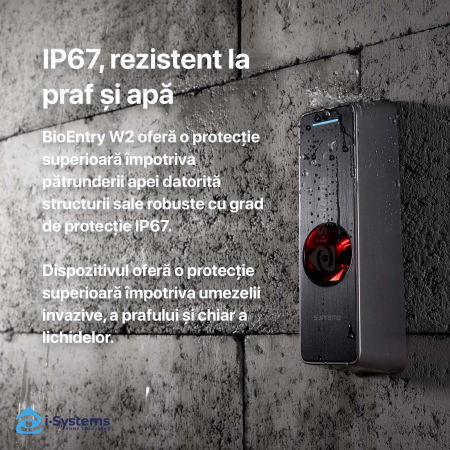 Terminal biometric Suprema BioEntry W2 BEW2-ODPB, cititor amprenta RFID EM, MIFARE, DESFire, FeliCa, NFC/BLE, Quad Core, IP67/IK09, 500.000 utilizatori [1]