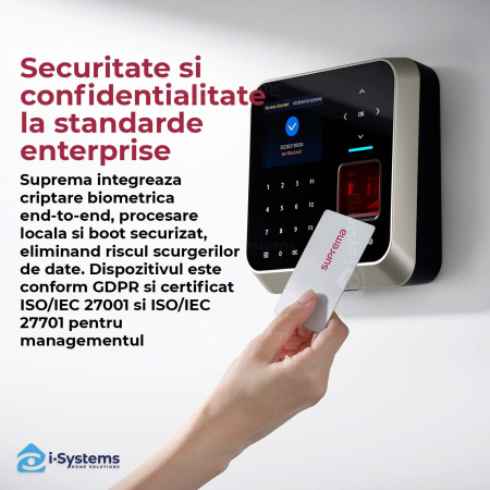 Terminal biometric AI Suprema BioStation 2a BS2A-ODPB, control acces & pontaj, amprenta, card RFID, AI procesare rapida, IP65, 100.000 utilizatori [3]