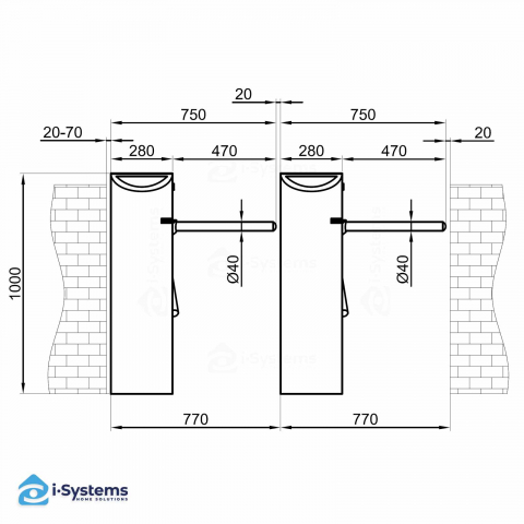 Turnichet bidirectional CAME Ozak 700R N1, tip punte, cu 3 brate acrilice din otel inoxidabil motorizat, cu carcasa in forma de U [4]