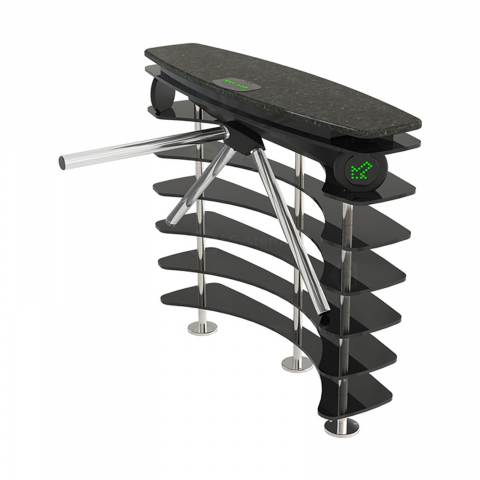 Turnicheti si Porti Acces - Turnichet bidirectional CAME Ozak FKR 777, tip tripod, cu 3 brate acrilice din otel inoxidabil motorizat, semiautomat, doua picioare, electromecanic, corp din inox cu un picior