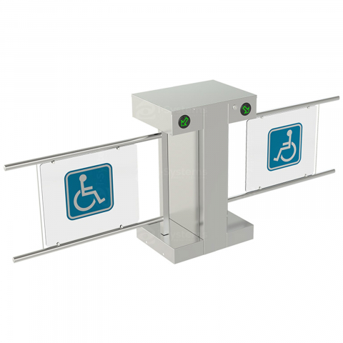 Turnicheti si Porti Acces - Turnichet poarta batanta CAME Ozak 705E N1 D pentru persoane cu dizabilitati, otel inoxidabil, panou plexiglas