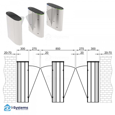 Turnichet poarta rapida speed-gate CAME Ozak HG 02 GL, retractabila, bidirectionala, aripi din sticla securizata [4]