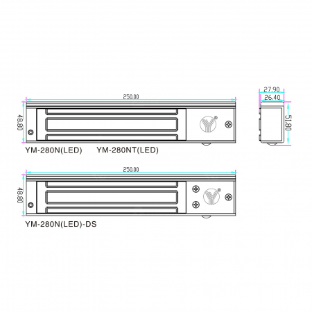 Electromagnet Yli YM-280N(LED), 280 kgf, 12/24Vcc, montaj aparent [4]