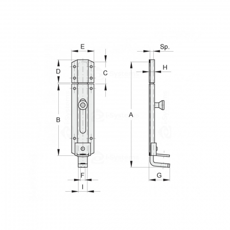 Zavor porti batante, inchizator orizontal, FAC Cod 286.300, D60x300mm, inchidere lacat [1]