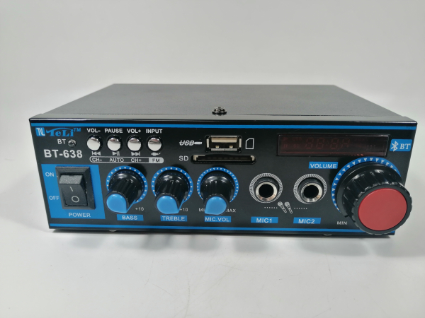 Amplificator bluetooth digital, tip Statie, 2 x 30 W, intrari USB-SD, doua intrari microfon [2]