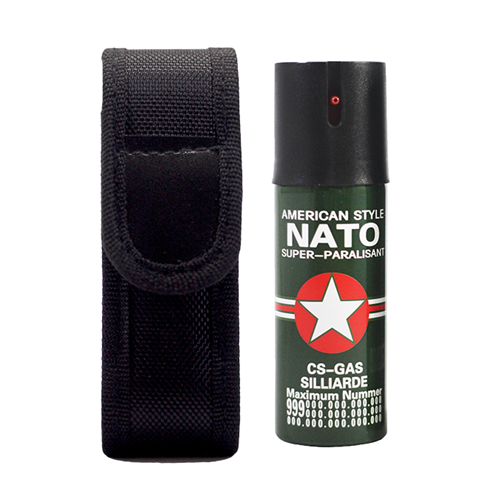 Baston telescopic Police 50 cm, negru, cadou spray NATO 60 ml [5]