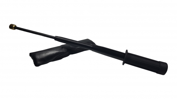 Set baston telescopic flexibil negru maner tip tonfa 47 cm + box,rozeta craniu negru [2]